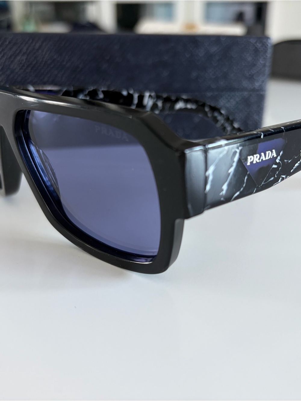 Prada Black and white Marble-Pattern and violet lenses Sunglasses